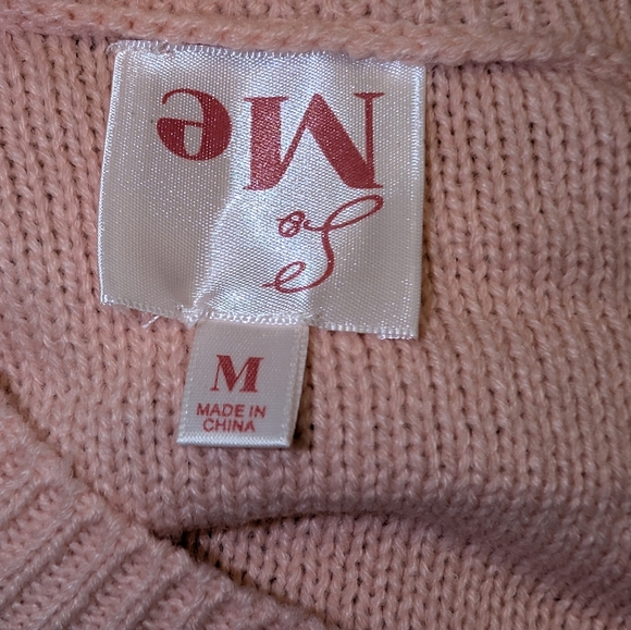 So Me Pink Cable Knit Sweater with Floral Embroidery Size Medium - Picture 7 of 7